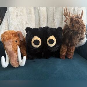 4 Douglas The Cuddle Toy Stuffed Animals! (2 bears, a Wooly Mammoth, and an Elk)